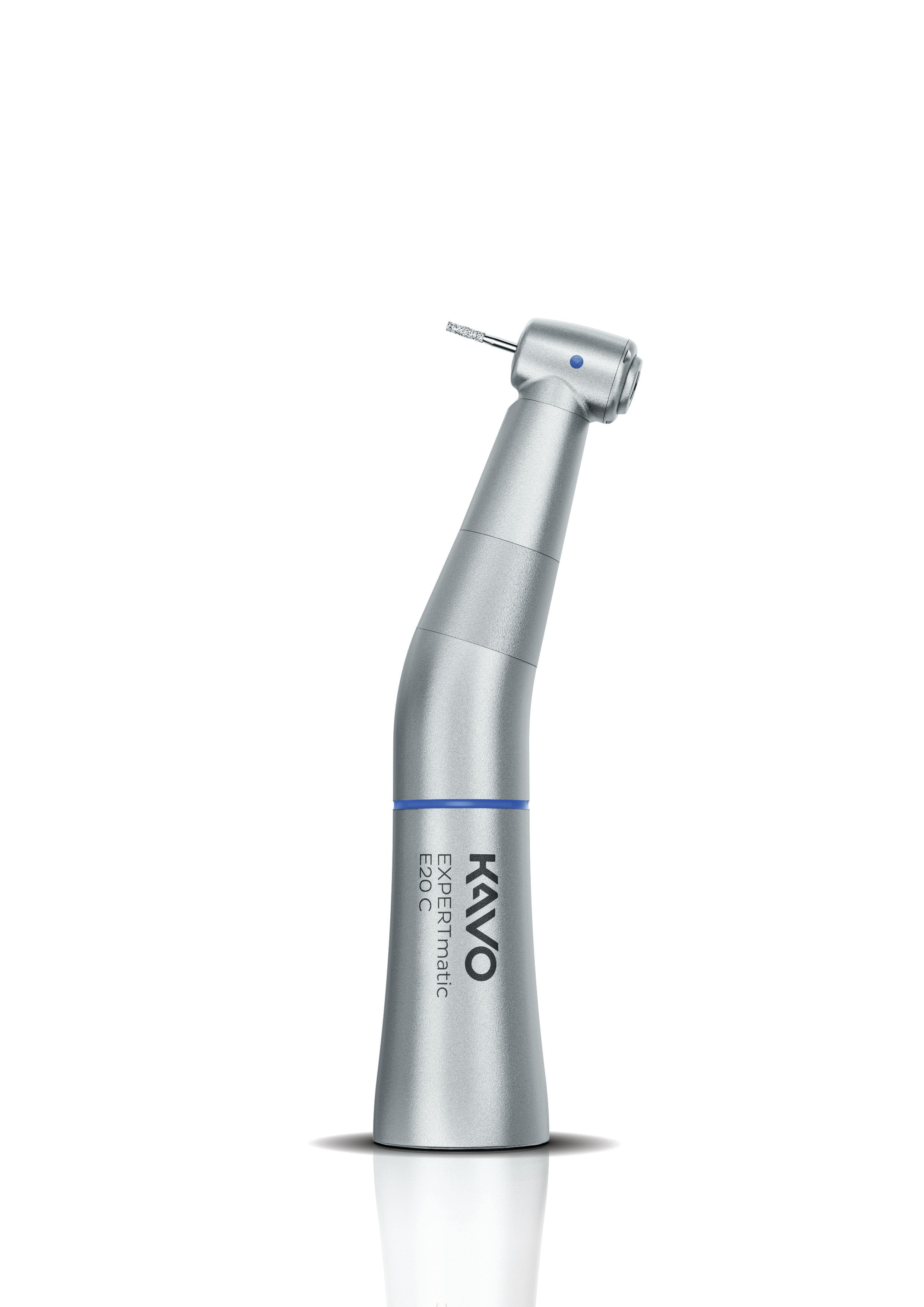 Silver KaVo EXPERTmatic E20 C dental handpiece on a transparent background.