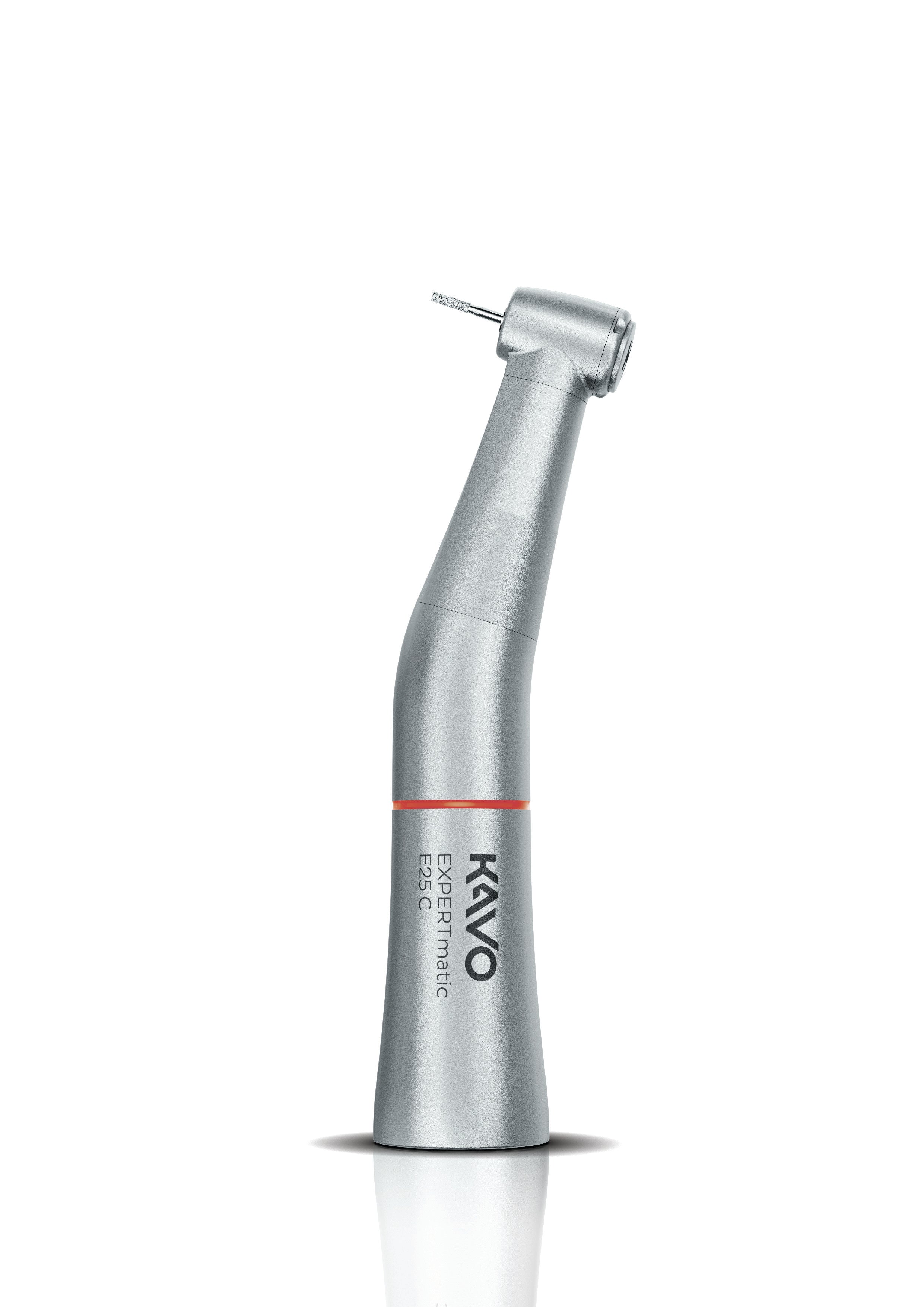 Silver KaVo EXPERTmatic E25 C dental handpiece on a transparent background.