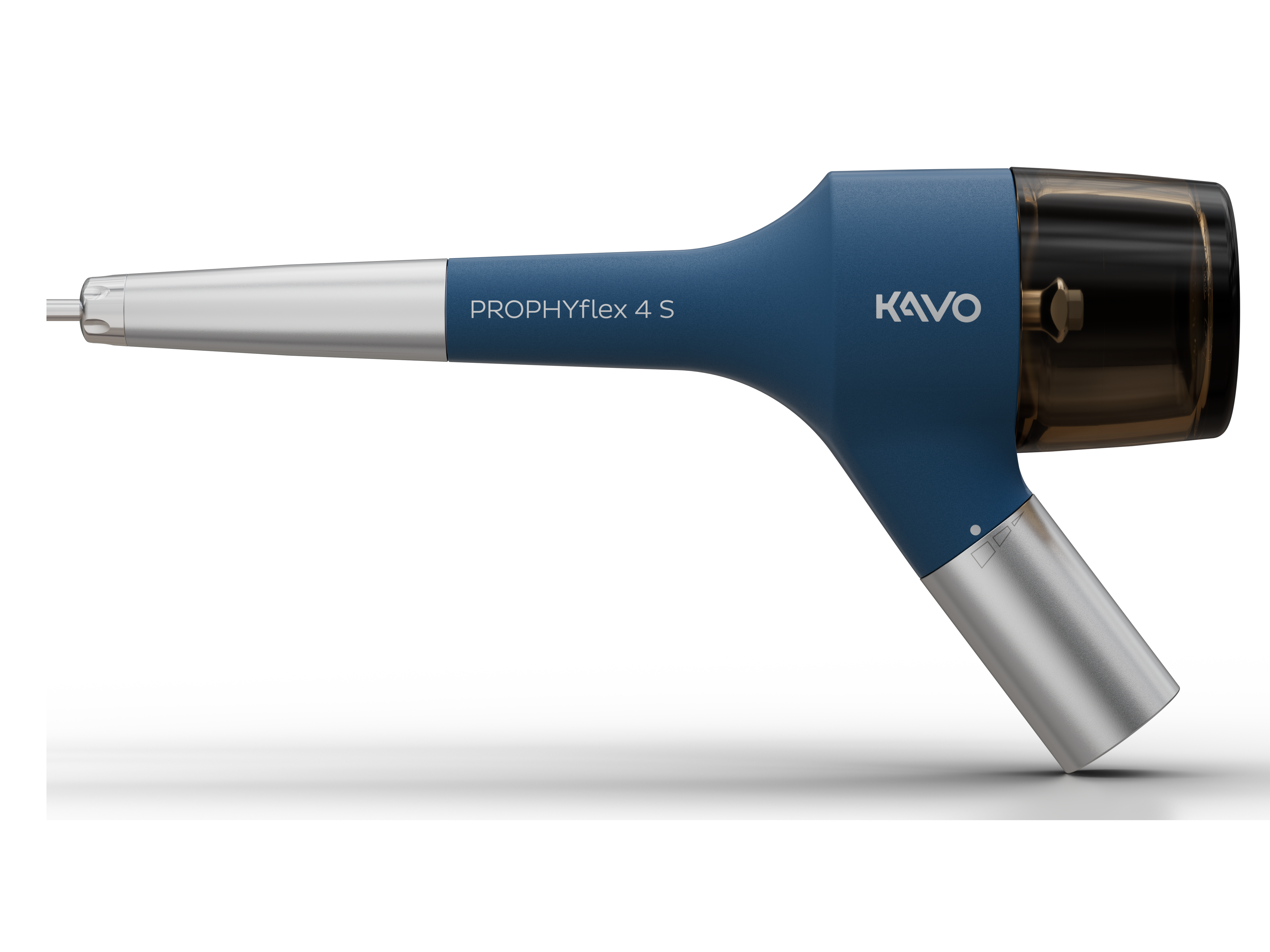 Blue KaVo PROPHYflex 4 S air polishing handpiece on a transparent background.