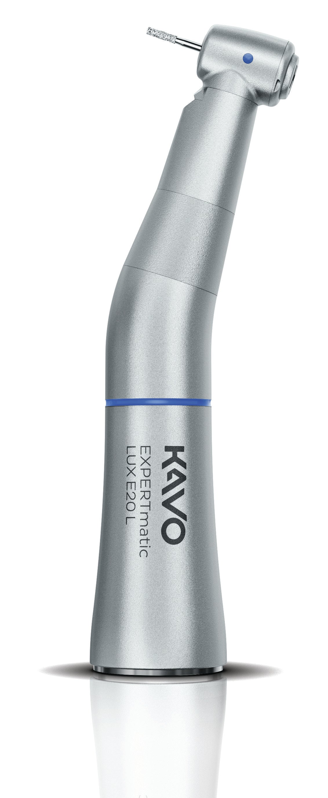 Silver KaVo EXPERTmatic LUX E20 L dental handpiece on a transparent background.