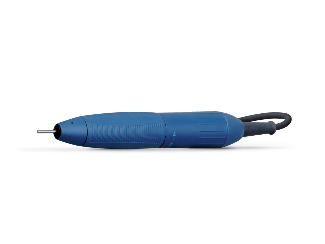 Blue KaVo K5plus dental handpiece with attached cable on a transparent background.