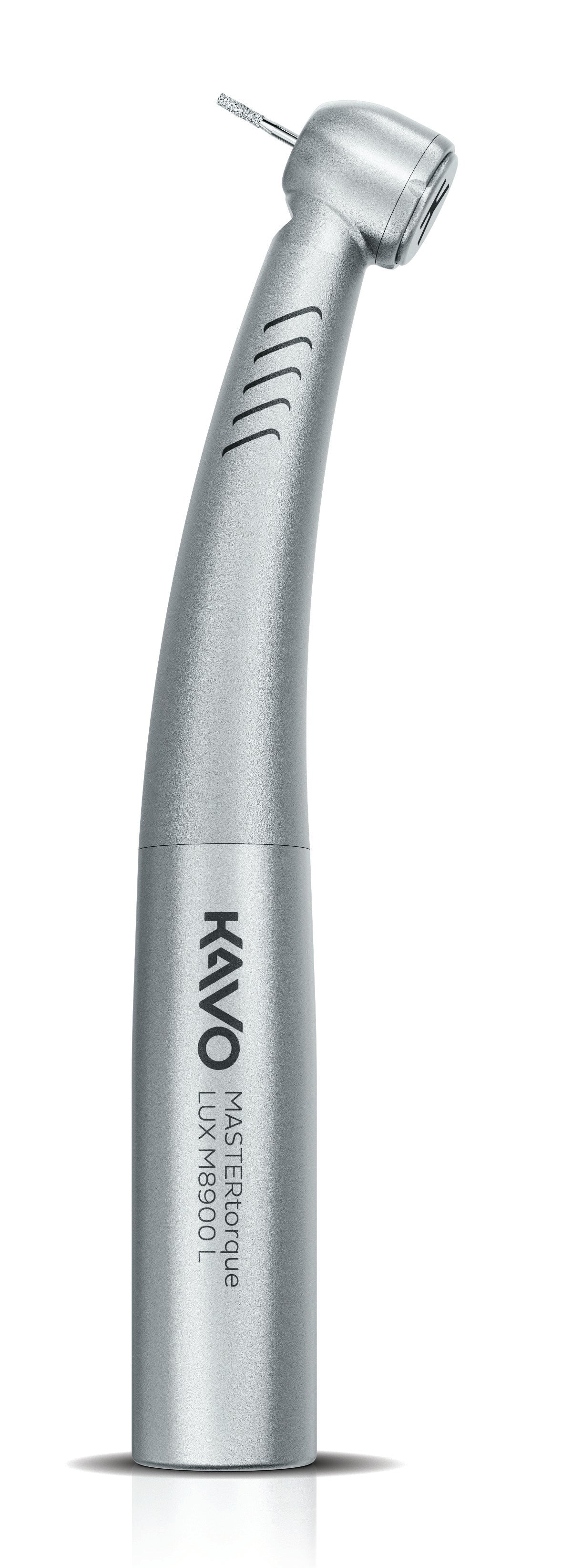 Silver KaVo MASTERtorque Lux M8900 L dental handpiece on a transparent background.