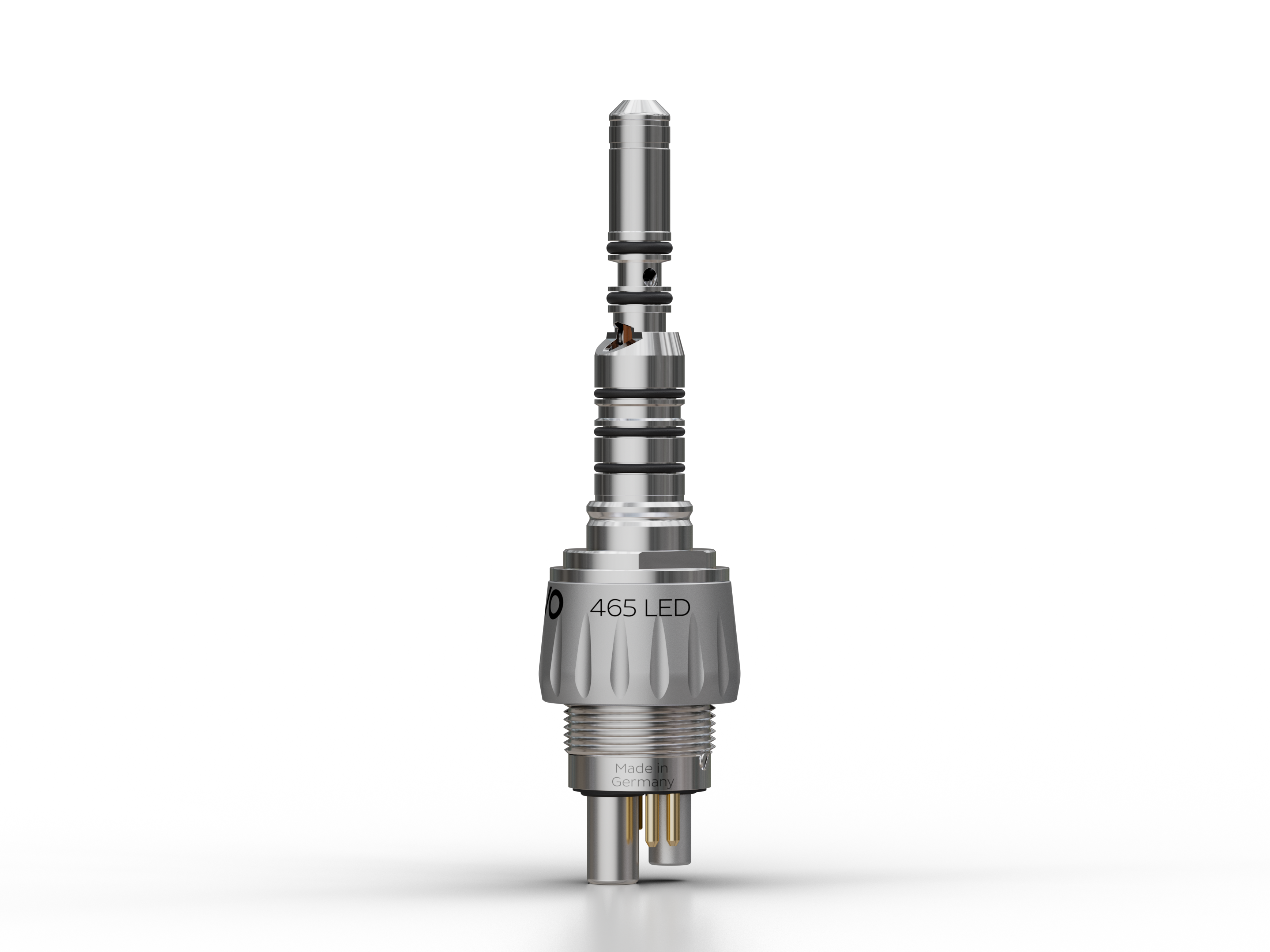 Silver KaVo MULTIflex LUX 465 LED coupling on a transparent background.