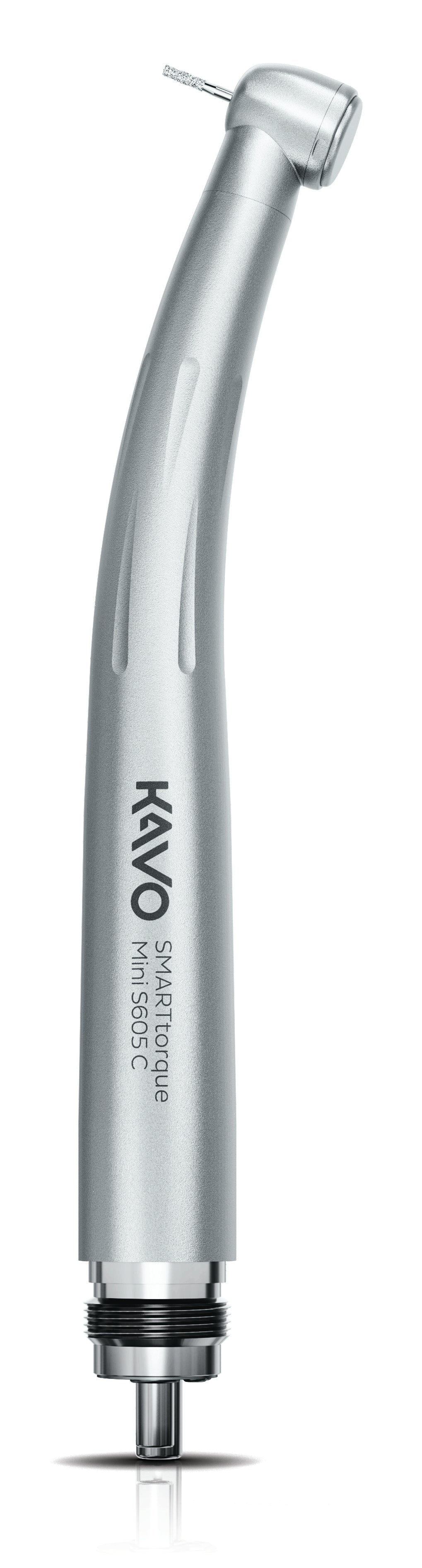 Silver KaVo SMARTtorque Mini S605 C dental handpiece on a transparent background.